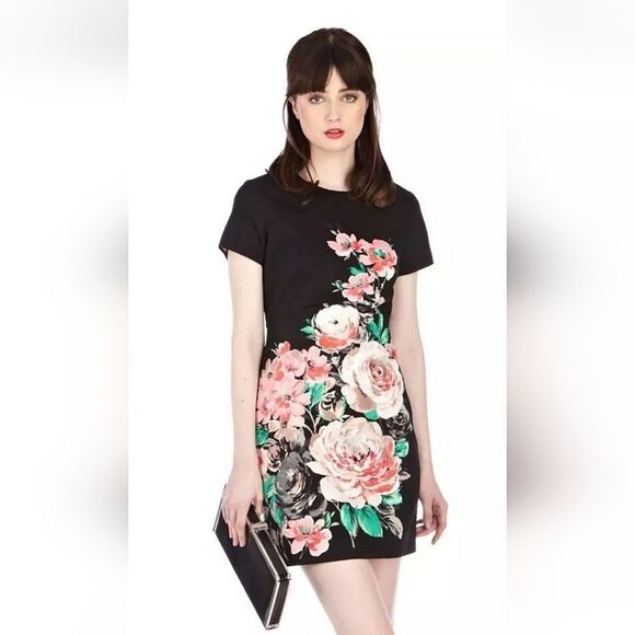 Oasis sheath Dress With Floral Design Sz 4 - Picture 1 of 10